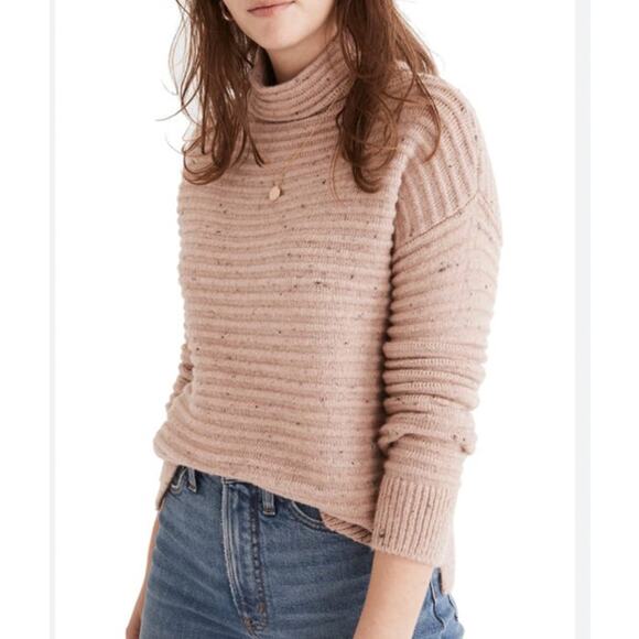 Madewell Belmont Donegal Pink Mock Neck Sweater - Picture 1 of 6